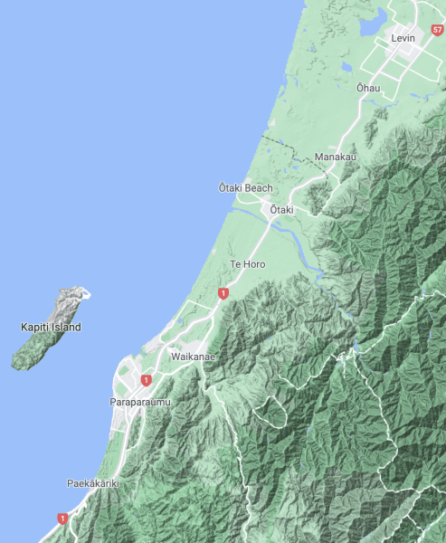 Kapiti Coast and Horowhenua. Credit: Google Maps